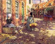 George Hitchcock Dutch Flower Girls Sweden oil painting reproduction